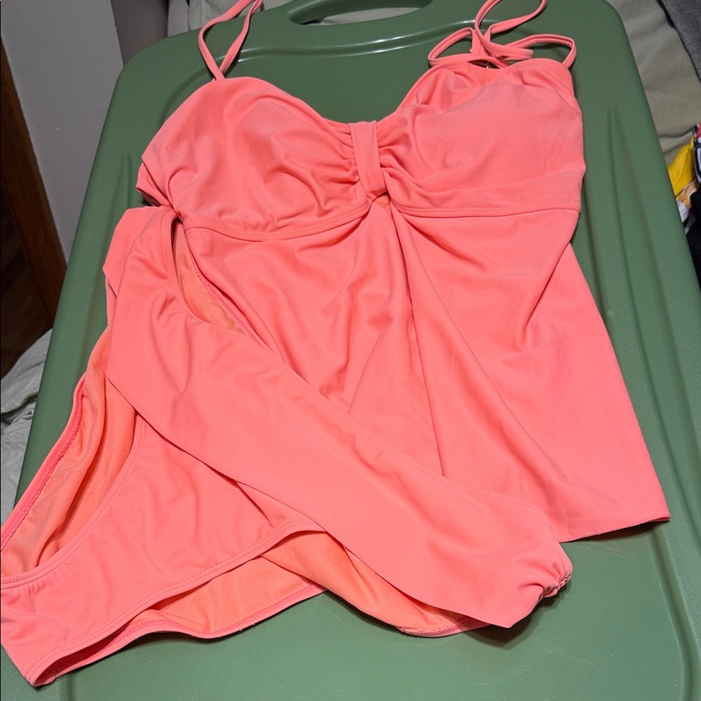 Coral Tankini Swimsuit Set